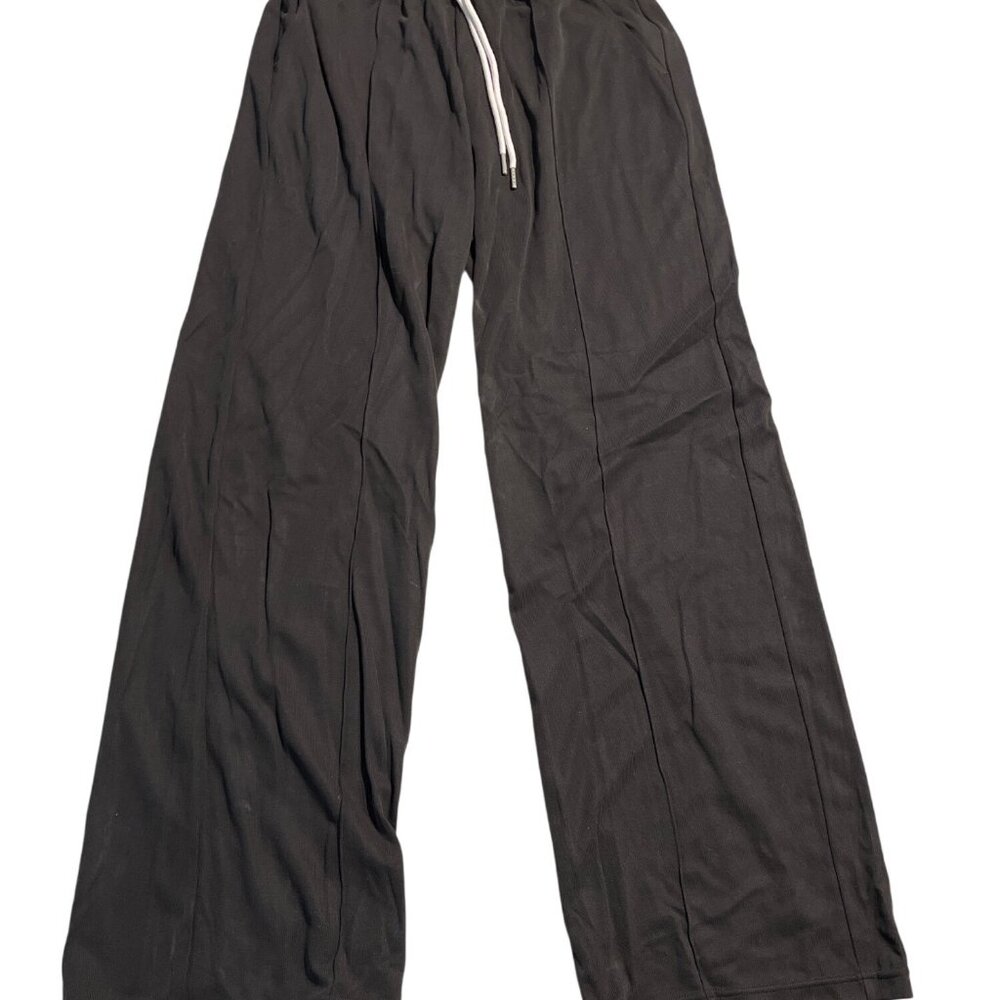 Halara Wide Leg Black Pants With White Drawstring Size S Viscose/Polyester